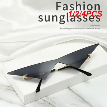 1/2/4ШТ, просто красочные треугольные женские солнцезащитные очки без оправы, One Piece UV400, прозрачные винтажные солнцезащитные очки с океанскими линзами