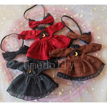 1 комплект кукольного платья с длинными рукавами в стиле Mori Girl + лента для волос для OB11 Obitsu 11 Кукольная одежда Аксессуары Игрушка