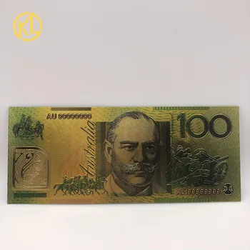 1 шт. Австралийская банкнота с золотым покрытием в 100 долларов, цветная коллекция банкнот из золотой фольги в 100 австралийских долларов