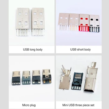100шт Micro USB2.0 48H Тип Сварки Штекерный Разъем microUSB Кабель Для Передачи Данных Интерфейсные Аксессуары Ремонт Зарядных Штекеров 4 в 1