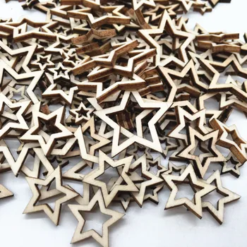 100шт Деревянные звезды смешанного размера, форма выреза в виде деревянных звезд для украшения рождественской зимней вечеринки, художественные поделки, швейные модели, игрушки для рукоделия