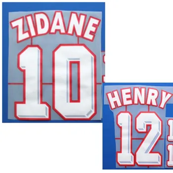 1998 Топовые футбольные бейджи с логотипами, гладящиеся на ретро-бейджах с футбольными именами, ворсовое покрытие 10 Зидан 12 ГЕНРИ