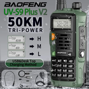 2023 Baofeng UV-S9 PLUS V2 Professional 10 Вт Модернизированная Портативная Рация UV-5R Дальнего действия UHF VHF Двухдиапазонная Ветчина Водонепроницаемое Радио