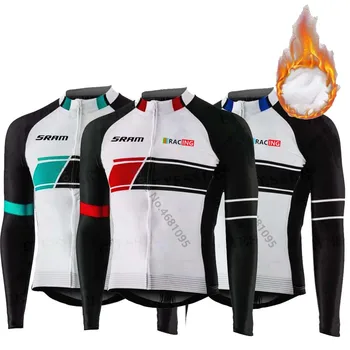2023 Зимняя Термальная Велосипедная Майка SRAM Racing, мужская Велосипедная одежда, сохраняющая Тепло, Флисовая Велосипедная куртка, Уличная Велосипедная Майка
