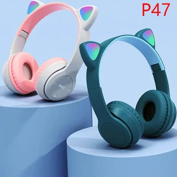2023 Новый P47 Беспроводная Bluetooth-гарнитура Big cat ear игровые наушники спортивные Hi-Fi стерео наушники для смартфона компьютера PK Y50 i7s