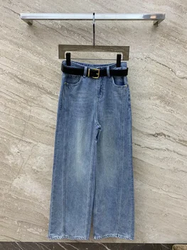 2023 осень /зима, новые винтажные женские джинсы с вышитой буквой l, с высокой талией, широкие, прямые, как у Дениса, женские джинсы