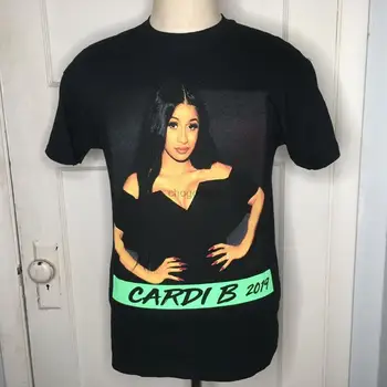 Cardi B Размер M, концертный тур 2019, графическая черная футболка с коротким рукавом в стиле рэп
