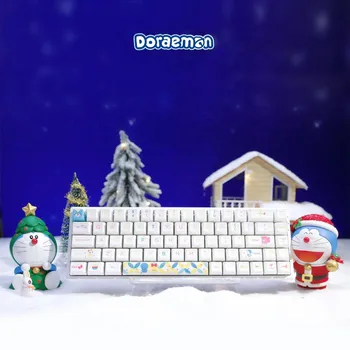 Doraemon Rainbow Bluetooth Клавиатура Горячая Замена Проводная Беспроводная 3 Режима Желеобразные Переключатели RGB Подсветка Механическая Игровая Клавиатура 3068B