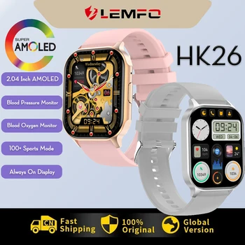 LEMFO HK26 Смарт-часы 2,04 Дюйма AMOLED Для Мужчин Женщин Bluetooth Вызов Спортивные Умные Часы 2023 Монитор Здоровья IP67 Водонепроницаемый PK Ultra 8