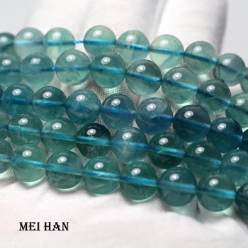 Meihan Бесплатная доставка A + 6 мм 8 мм 10 мм натуральный синий флюорит гладкие круглые свободные бусины для изготовления ювелирных изделий дизайн подарка