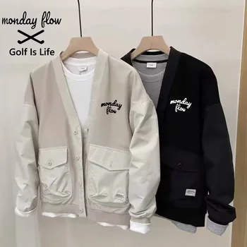 Mondayflow Осенняя одежда Для гольфа, Куртка для гольфа, Мужская одежда для гольфа, Пальто для гольфа, Новая куртка, Мужская одежда для гольфа, Ветровка с V-образным вырезом, Пальто для гольфа