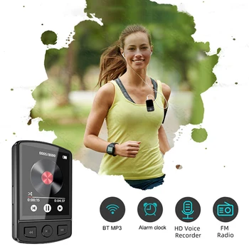 MP3-плеер, портативный спортивный зажим, кнопка Walkman, Bluetooth-совместимый 5,2-дюймовый музыкальный плеер, 1,8-дюймовый экран для спортивного бега