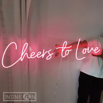 Neon Cheers To Love - это Вывеска Для мистера и миссис, Украшенная Персонализированной Свадебной светодиодной подсветкой С Домашним искусством Для ее подарка Neon