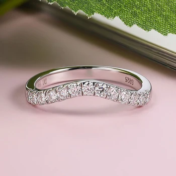 S925 стерлинговое серебро с покрытием 18 Карат кольцо женское V-образное рядное кольцо 13 D цвет муассанит простая укладка Обручальные Кольца Модные Украшения