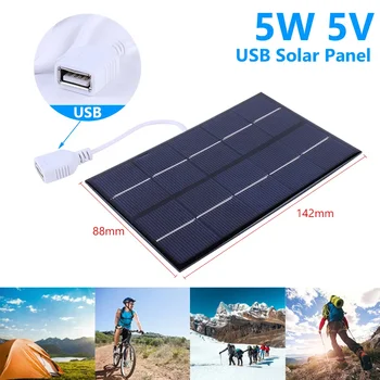 USB солнечная панель на открытом воздухе 5 Вт 5 В Портативный поликремний + эпоксидная смола для путешествий, сделай САМ, солнечное зарядное устройство, генератор 88x142 мм