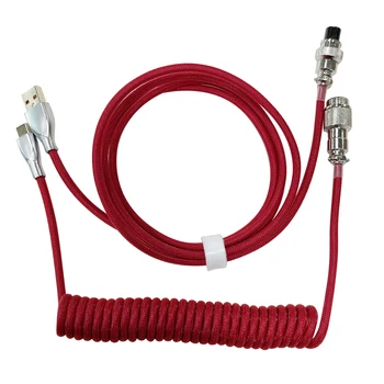 USB-спиральный кабель для передачи данных, базовая модель, USB-кабель для механической клавиатуры, Авиатор, спиральный паракорд