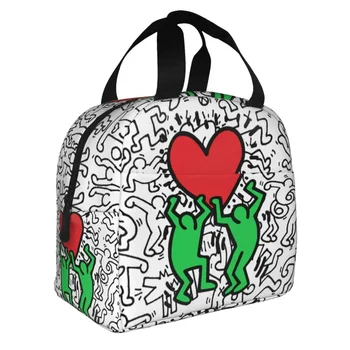 Абстрактный Танцевальный Харинг в стиле поп-арт, изолированная сумка для ланча для женщин, Портативный кулер с граффити Keith, Термальный ланч-бокс для кемпинга и путешествий