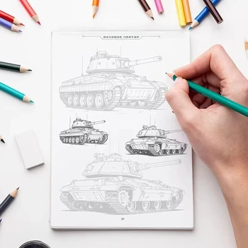 Альбом для копирования эскизов, аниме-раскраска для детей, учимся рисовать танк, меха, воина, пушку, линкор, корабль