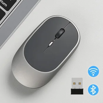 Беспроводная Мышь Перезаряжаемая Мышь Gamer С Двумя Режимами Работы, совместимая с Bluetooth 2.4 G USB-Мыши С Отключением Звука Для Ноутбука Pad Tablet Macbook Mause