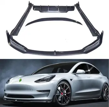 Высококачественный Спойлер переднего бампера из настоящего углеродного волокна, диффузор заднего багажника, Боковая юбка ДЛЯ кузова Tesla MODEL 3 2018 2019 2020
