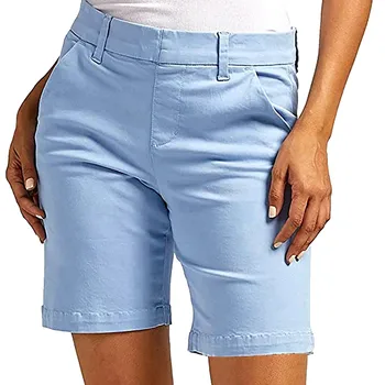 Джинсовые шорты Женские Летние 2023 из эластичной саржи с карманами для походов, Летние Спортивные шорты, женская одежда, панталоны