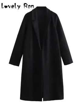 Длинные шерстяные куртки Женские 2023 Осеннее женское пальто Normcore с длинным рукавом, Элегантное Приталенное Повседневное Женское пальто