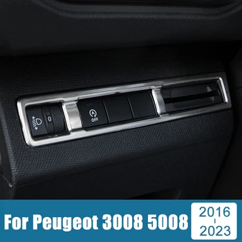 Для Peugeot 3008 5008 GT 2016 2017 2018 2019 2020 2021 2022 2023 Переключатель Автомобильных Фар Из Нержавеющей Стали С Блестками, Регулирующая Накладка, Наклейка