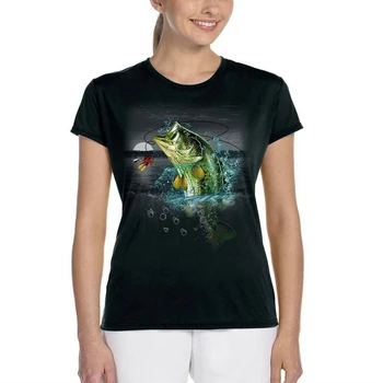 Женская футболка для ловли окуня, женская футболка для ловли окуня в дикой природе