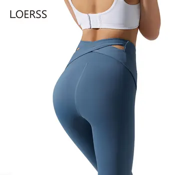 Женские брюки для йоги LOERSS с высокой талией, быстросохнущие спортивные брюки для подтяжки ягодиц, леггинсы для фитнеса, женские колготки для бега