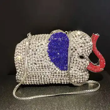 Женские Вечерние сумочки с кристаллами в форме животного, сумки для выпускного вечера с бриллиантами в виде слона, Свадебные женские сумки-клатчи со стразами