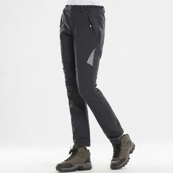Женские повседневные эластичные утепленные брюки, зимние непромокаемые брюки Softshell с флисовой подкладкой, спортивные брюки, женские толстые теплые брюки
