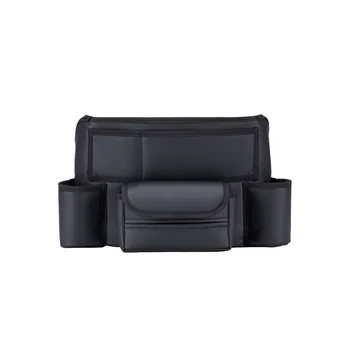 Карман для хранения в автомобиле Между сиденьями с подстаканником, автомобильный держатель для салфеток, многоцелевой автомобильный карман-органайзер для сумок, черный