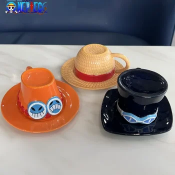 Кружка Для Воды One Piece Three Brothers Аниме Косплей Креативная Кофейная Чашка в форме Шляпы Luffy Ace Sabo Керамическая Чашка Вечерние Подарки