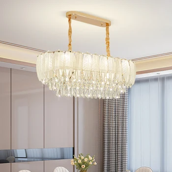Легкая роскошная хрустальная люстра в стиле постмодерн, высококачественная гостиная, столовая, перьевая лампа, Атмосферный кремовый ветровой светильник