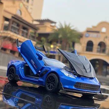 Модель Спортивного Автомобиля из сплава 1:32 Corvette Z06, Изготовленная на заказ, Металлические Игрушечные Транспортные Средства, Имитация Модели Автомобиля, Коллекция Звука И Света, Детская Игрушка В Подарок
