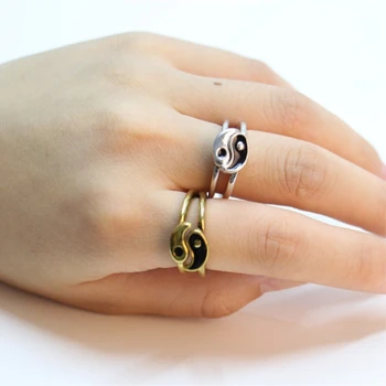 Модные китайские кольца для любителей тайцзи кунг-фу, набор колец с катодом и анодом, кольцо с каплями масла, кольцо