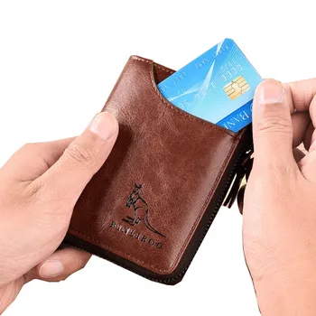 Модный мужской деловой кошелек для монет, кошелек с RFID-блокировкой, многофункциональный мужской кожаный кошелек, держатель для карт на молнии, ID, сумка для денег, кошелек