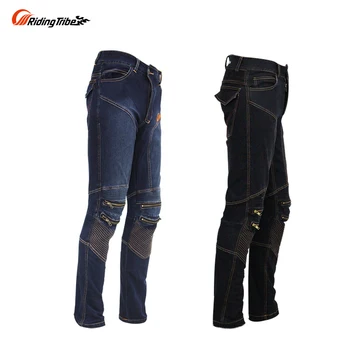 Мотоциклетные джинсы Riding Tribe, мотобрюки для мотокросса, Защитное снаряжение, джинсовые брюки, сертификаты CE, протекторы для мужчин, H-05