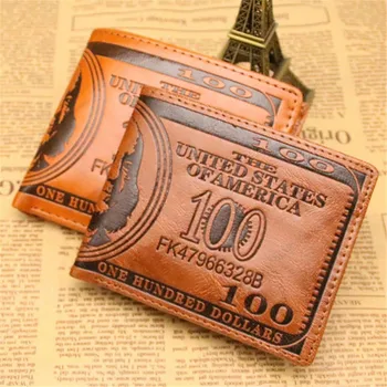 Мужские кошельки Dihope с рисунком в 100 долларов США, мужской кожаный кошелек, держатель для фотокарточек, модный кошелек большой емкости
