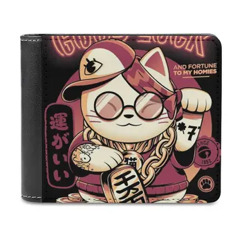 Мужской кошелек Lucky Cat Нового дизайна, цена в долларах, топовый кошелек, кожаный кошелек Maneki Neko Fortune Luck Japan, Японский кот, симпатичный котенок