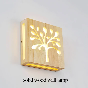 настенный светильник из массива дерева с рисунком в форме дерева творческого счастья, деревянная современная простая японская лампа led, прикроватная лампа для спальни