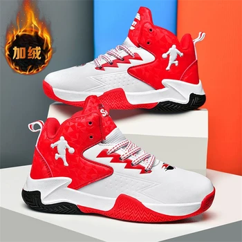 Новая детская баскетбольная обувь для мальчиков бренда Jordans, молодежная спортивная обувь, Зимние хлопковые баскетбольные кроссовки, сохраняющие тепло.
