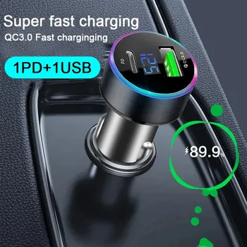 Новое автомобильное зарядное устройство PD QC3.0 с двойным цифровым дисплеем USB, быстрая зарядка, многомодельный общий