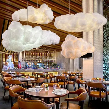 Облачная Люстра Ресторанные Лампы Современное Белое Плавающее Облако Подвесной Светильник Столовая Подвесная лампа Кухонный остров Декор Свет