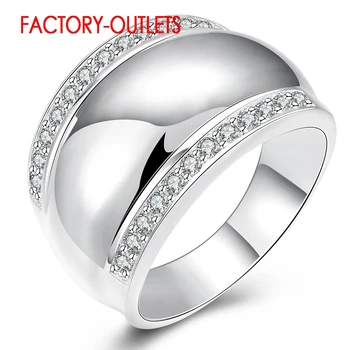 Обручальное кольцо с серебряной иглой 925 Пробы Модные украшения в модном Эллегантном стиле С Фианитовым покрытием Для женщин и девочек Оптом