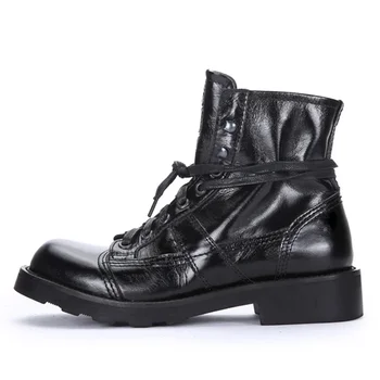 Обувь из натуральной кожи, Черные Зимние Ботинки 2021 Года Для Мужчин, Мужские Рабочие Ботинки На Квадратном Каблуке 16#21/10e50