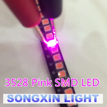 Оптовый светодиодный диод с ограниченным сроком годности 3000 шт 3528/1210 розовый Smd/smt Plcc-2 светоизлучающих сверхярких диода Бесплатная доставка
