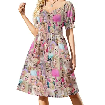 Платье-коллаж Trixie Mattel без рукавов, винтажное вечернее платье для женщин