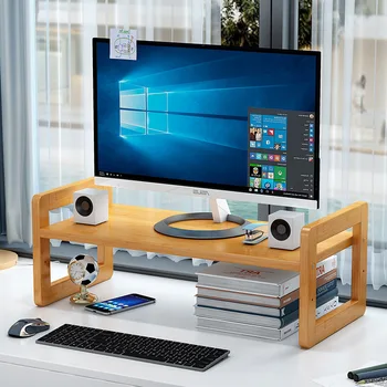 Подставка для компьютера, настольный монитор, пьедестал, офисный стол, стеллаж для хранения бамбуковых и деревянных витрин