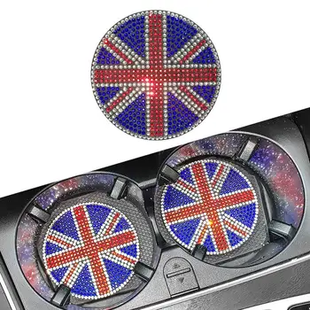 Подставки для Юнион Джека, автомобильные подстаканники с флагом Англии, Противоскользящие автомобильные подставки с бриллиантами Великобритании, вставка из хрусталя